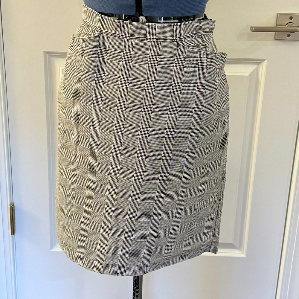 Vintage Rafferty Sport Black & White Plaid Pencil Skirt